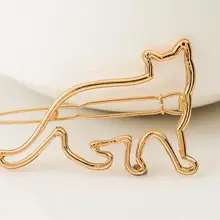 Новое поступление прекрасный кот миловидный зажим для волос животное полый Кот заколка для волос серебро и золото цвета для женщин украшения для волос