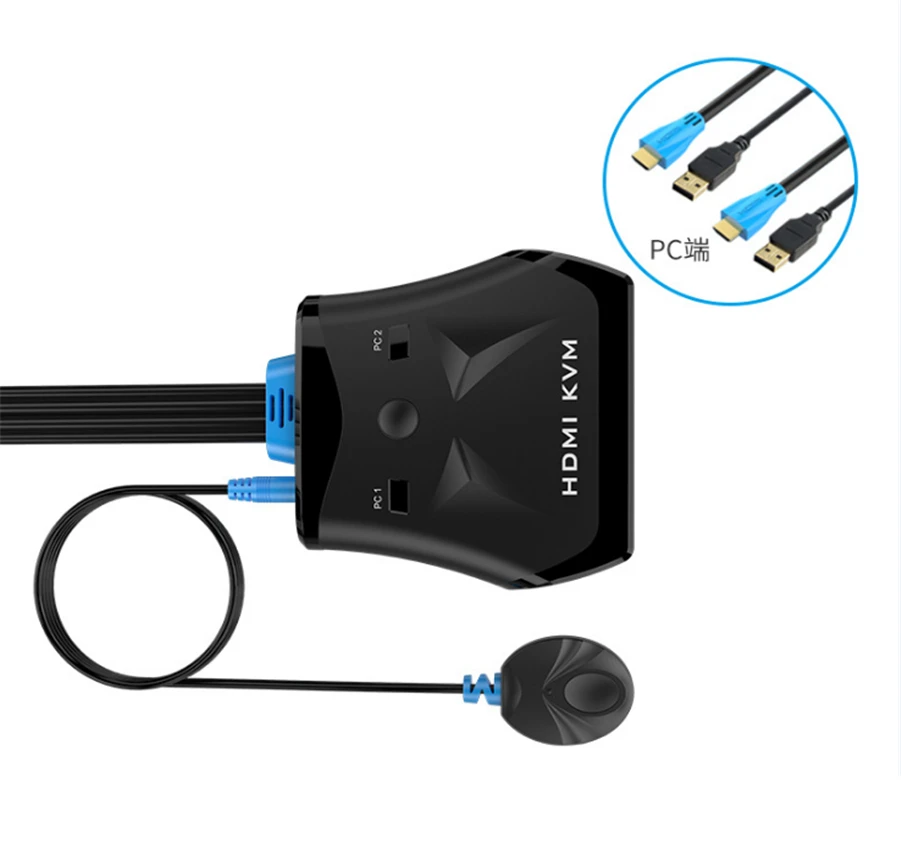 Высокое качество MT-Viki 2 порта HDMI USB KVM переключатель ручная кнопка с проводным дистанционным управлением ключ и кабель MT-201HL