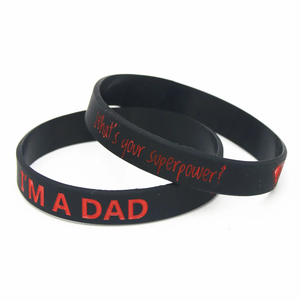 1PC Hot Sale Fashion I AM A DAD/MOM Silicone Wristband Black Silicone Rubber Bracelets &Bangles Family Gift Jewelry SH116