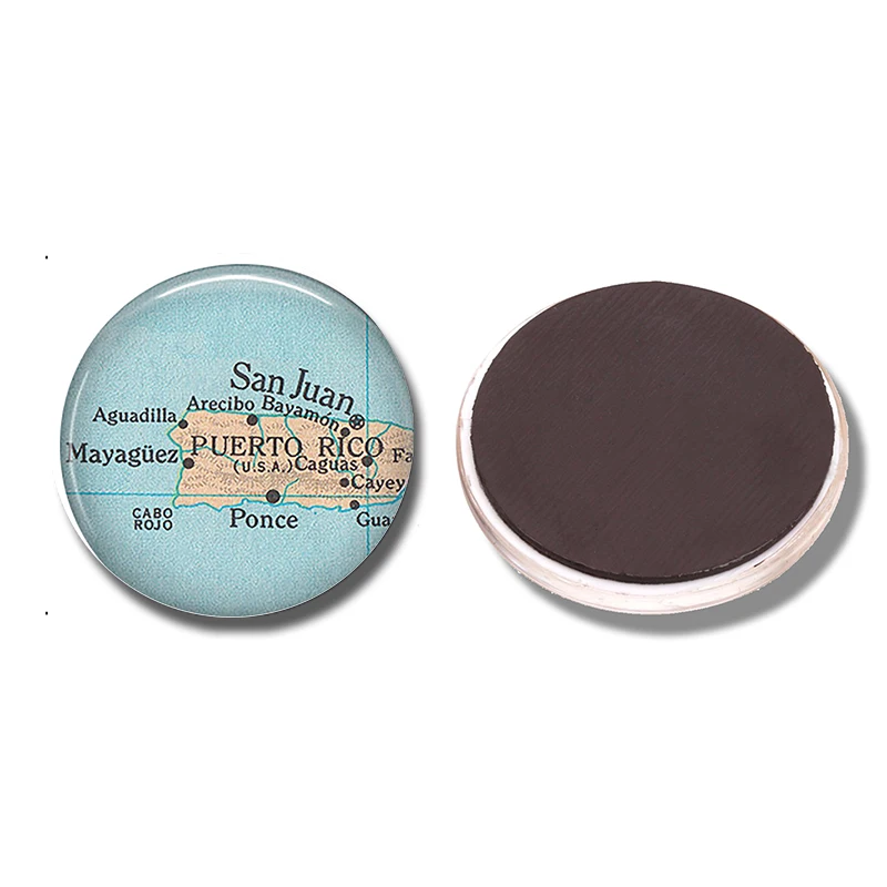 

Puerto Rico Map 30 MM Fridge Magnet San Juan Travel Map Glass Cabochon Note Holder Magnetic Refrigerator Stickers Home Decor