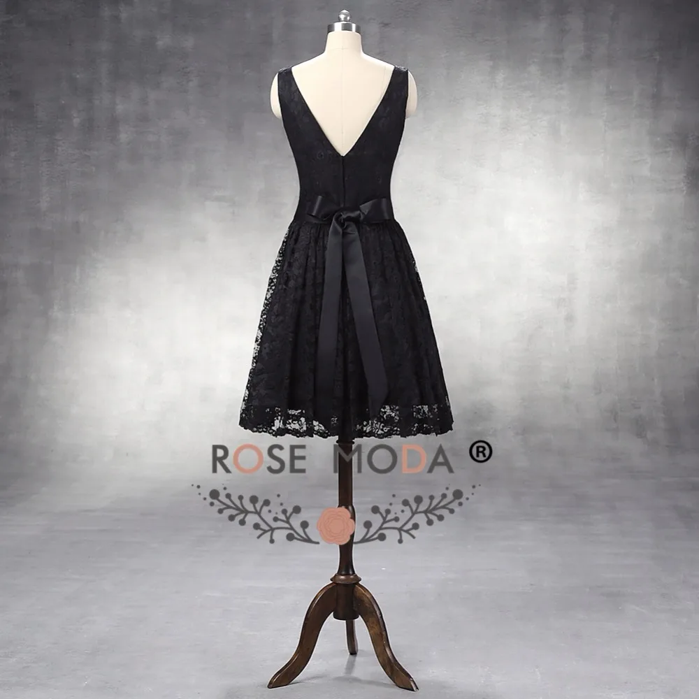 Розовое модное черное кружевное платье с v-образным вырезом для выпускного вечера со съемным хрустальным поясом маленькое черное платье LBD на заказ