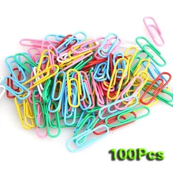 

SOSW-100 pcs Paper Clips Staple Files Parentheses Multi 0.8 cm 2.8 cm Stained