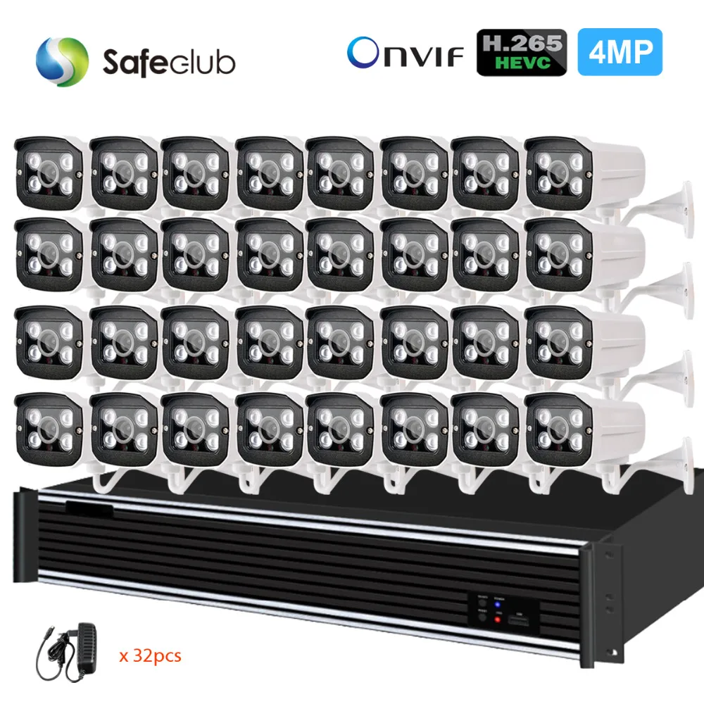H.265 CCTV система NVR 32 канала 4 K 4MP сетевой видеорегистратор с шт. массив 4.0MP ip камера