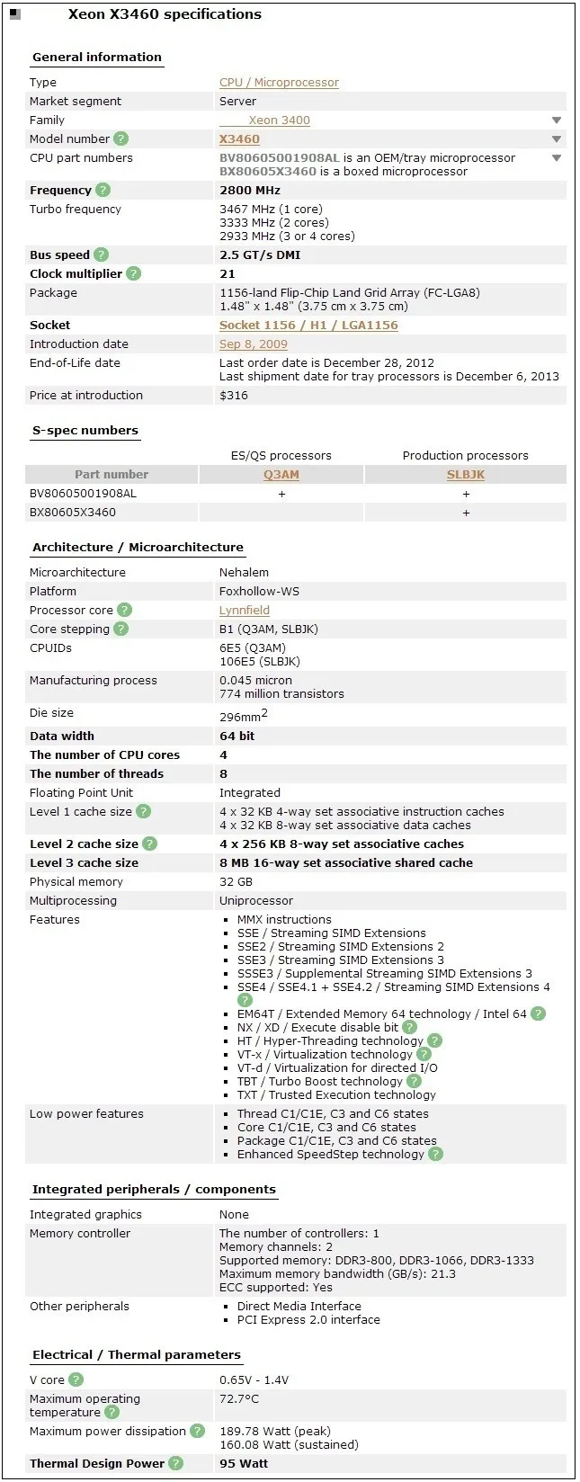 Xeon X3460 2 80ghz 8mb 2 5gts Lga1156 Quad Core Server Cpu Processor Slbjk Equal I7 860 I7 860 Intel Core I7 860intel I7 860 Aliexpress