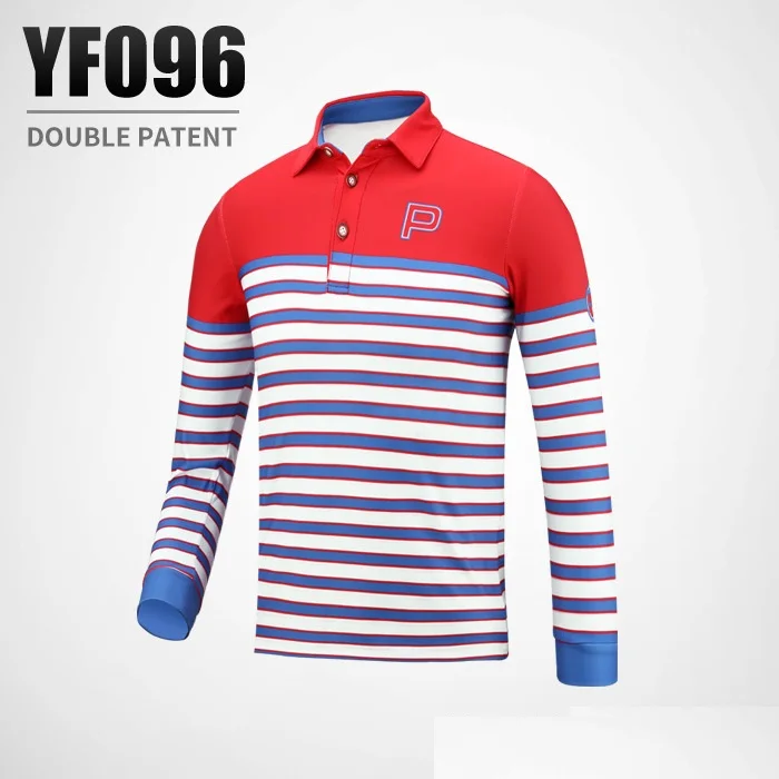 Одежда для гольфа для мальчиков детская футболка с длинными рукавами летняя дышащая спортивная одежда в полоску, спортивные рубашки AA51877