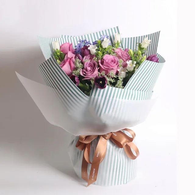 20 Blatt Blumenpapier Rosa - Wasserdichtes Geschenkpapier Mit Schleifen