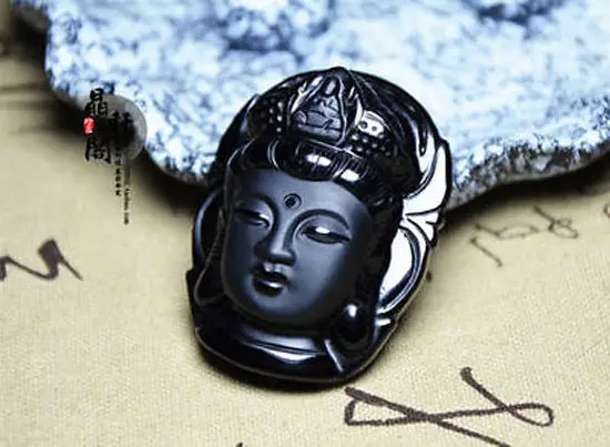 

FREE SHIPPING>> 100% Natural obsidian pendant necklace Laughing Buddha 5.27