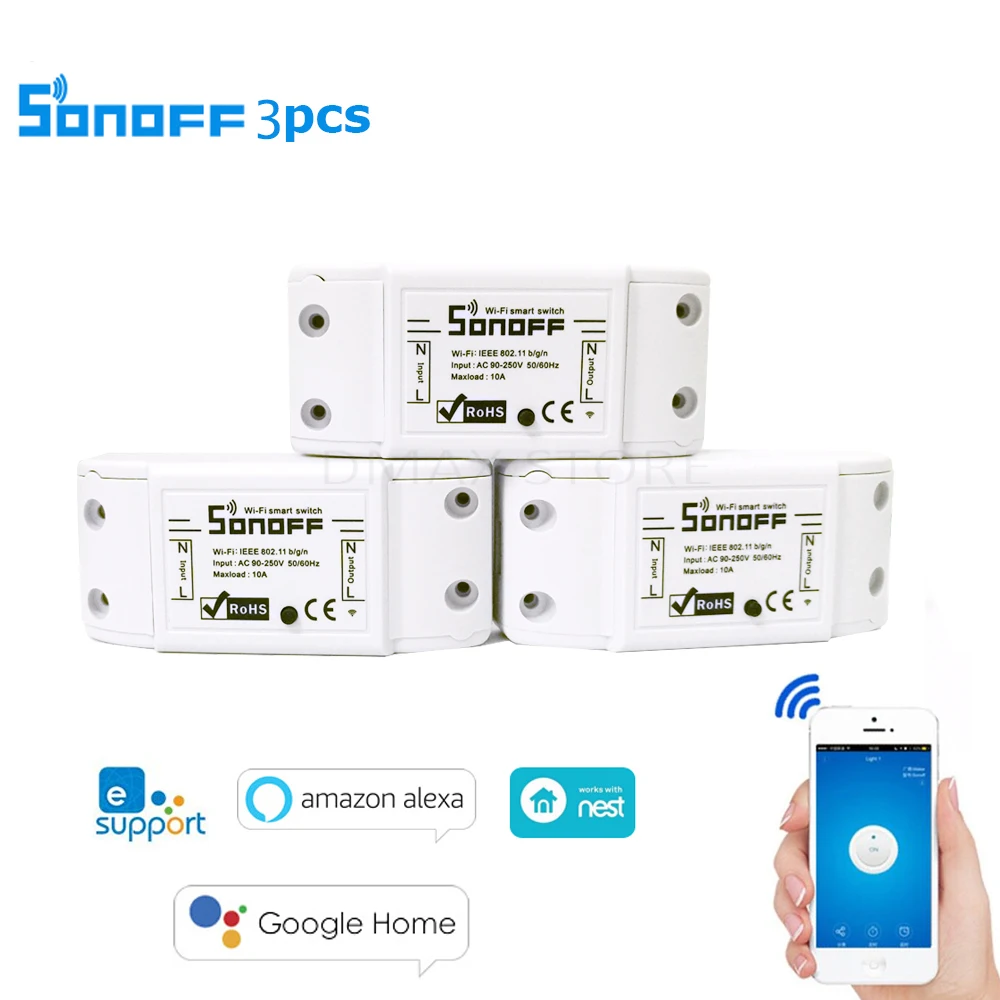 

Sonoff Smart Wifi Switch DIYWireless Remote Control Switch Domotica Wifi Light Switch Smart Home Controler Work with Alexa