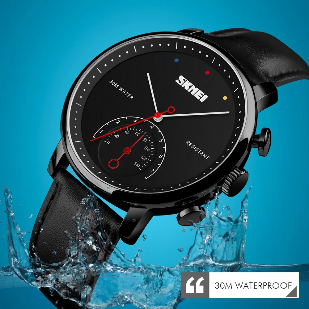 

SKMEI Quartz Men Watch Luxury Leather Strap Watches Alloy Case 30M Waterproof Wristwatch Fashion Simple Watch Relogio Masculino