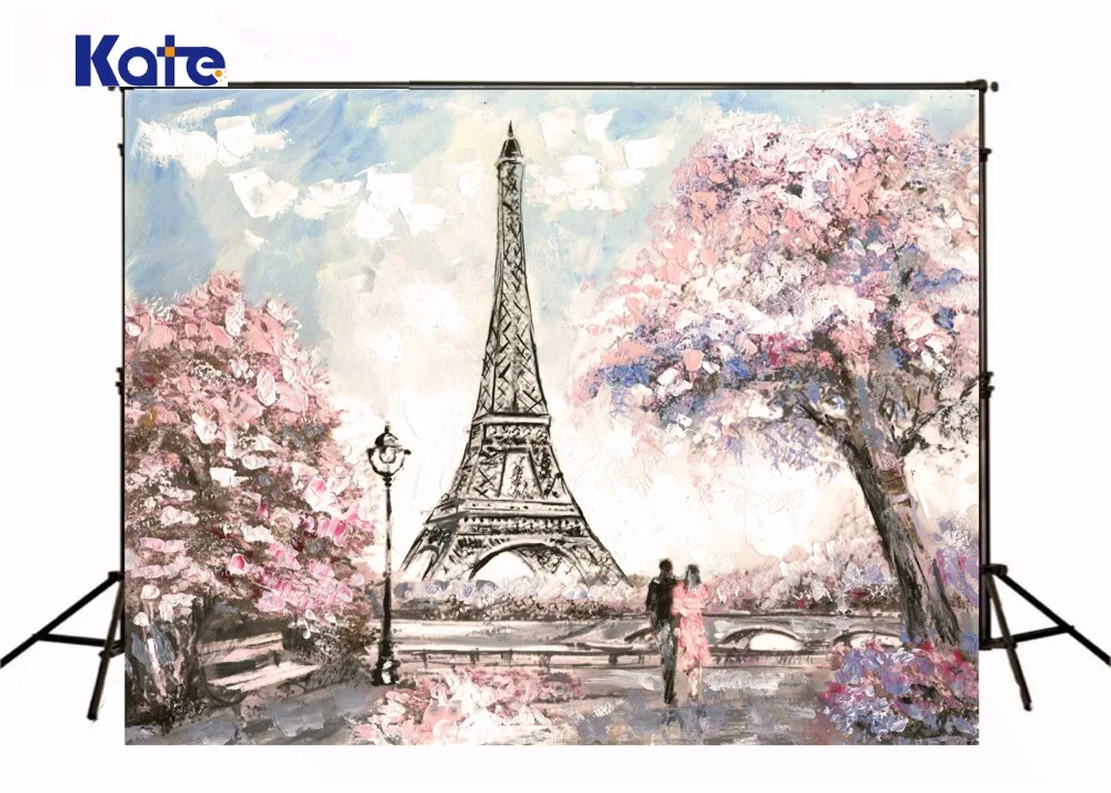 

Kate Photography Studio Backgrounds Eiffel Tower Flowers Backdrop For Children,wedding,party Backdrops Photo