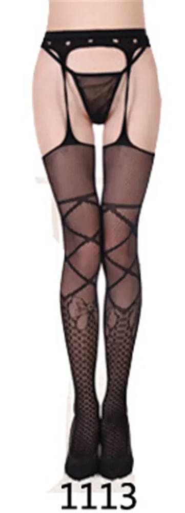 Hot 11 Styles Sexy Thigh High Stockings Women Black Fishnet Jacquard Stocking Pantyhose Tights Adult Women Plus Size - Цвет: K