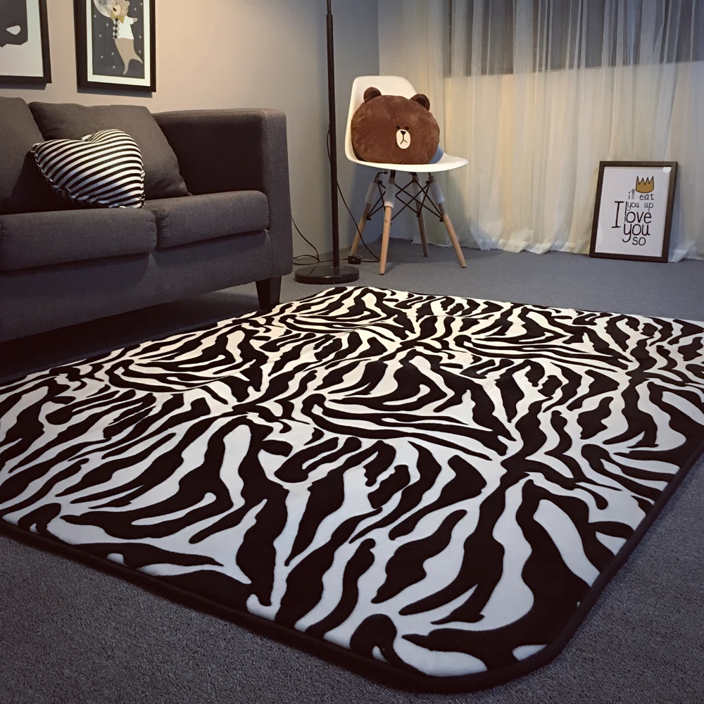 Black And White Zebras Striped Carpet Bedroom Living Room Floor