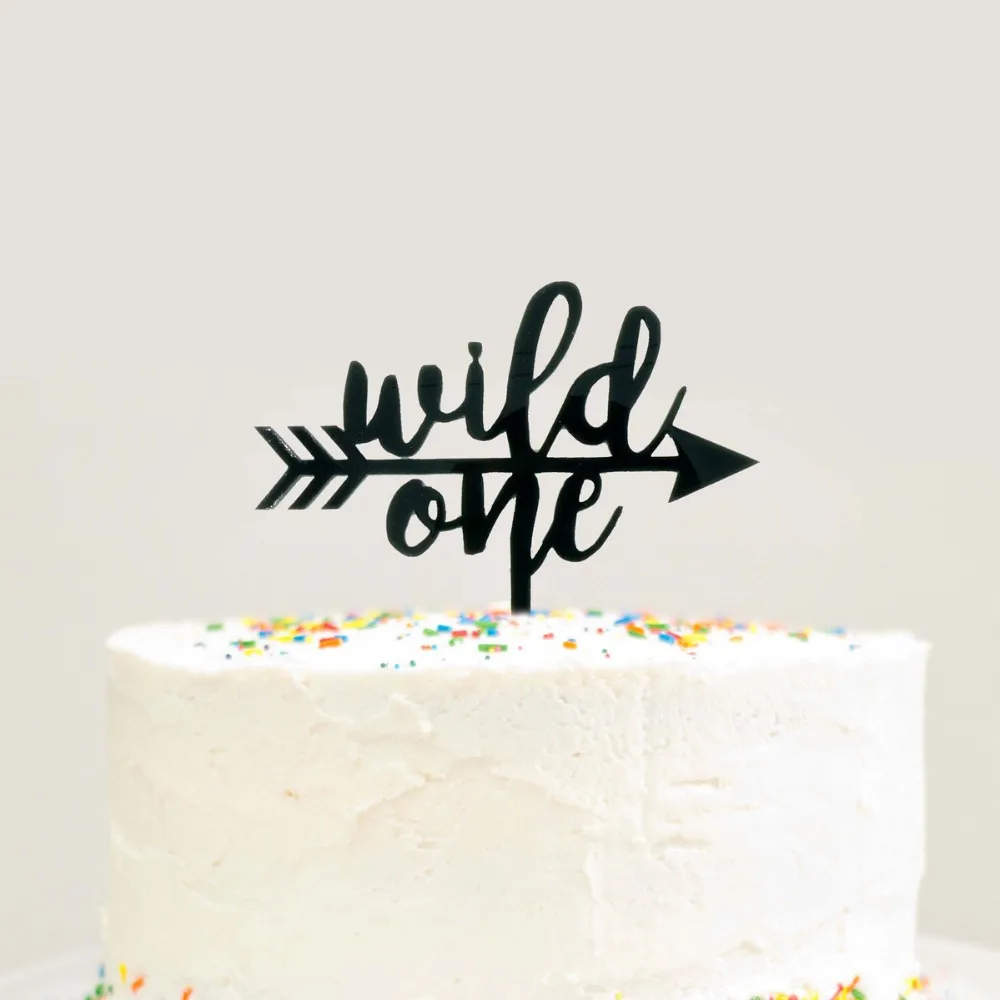 Wild One Birthday Cake Topper ,Birthday Party Where the Wild Things Are Arrow Black Acrylic Cake Topper Decoration,as a Gift  (2)