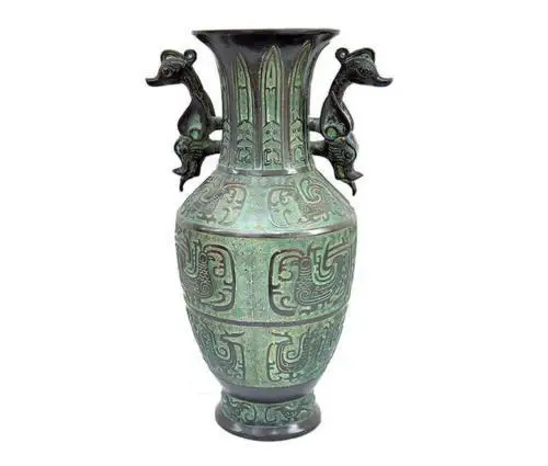 

Chinese 100% Pure Bronze Copper Dragon Statue Royal Palace Flower Vase Pot