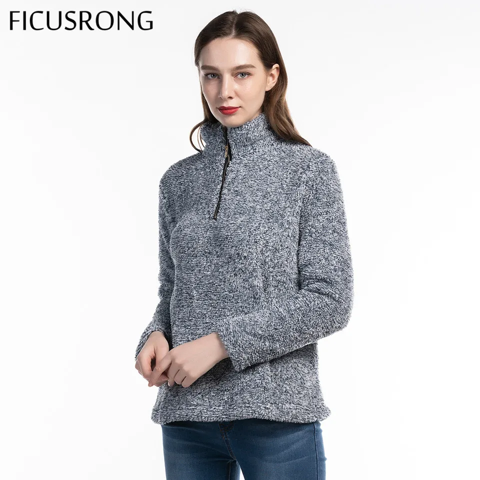 FICUSRONG 2019 New Causal Women Loose Hoodies Autumn Warm Thick Stand Collar Zipper Hoodies Solid Plush Coat Female Pullovers FICUSRONG 2019 New Causal Women Loose Hoodies Autumn Warm Thick Stand Collar Zipper Hoodies Solid Plush Coat Female Pullovers
