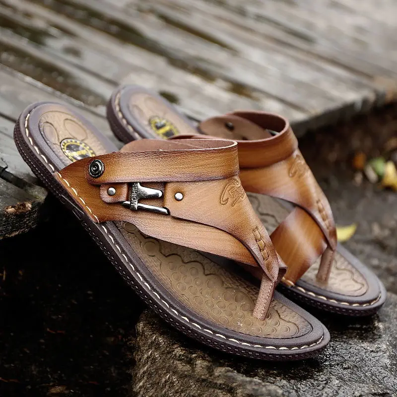 de praia couro rachado sandália sapatos lazer