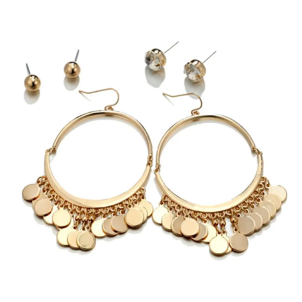 

3Pcs Earring Set Trendy Women Lady Anti-allergic Alloy Decoration Earrings Ear Stud