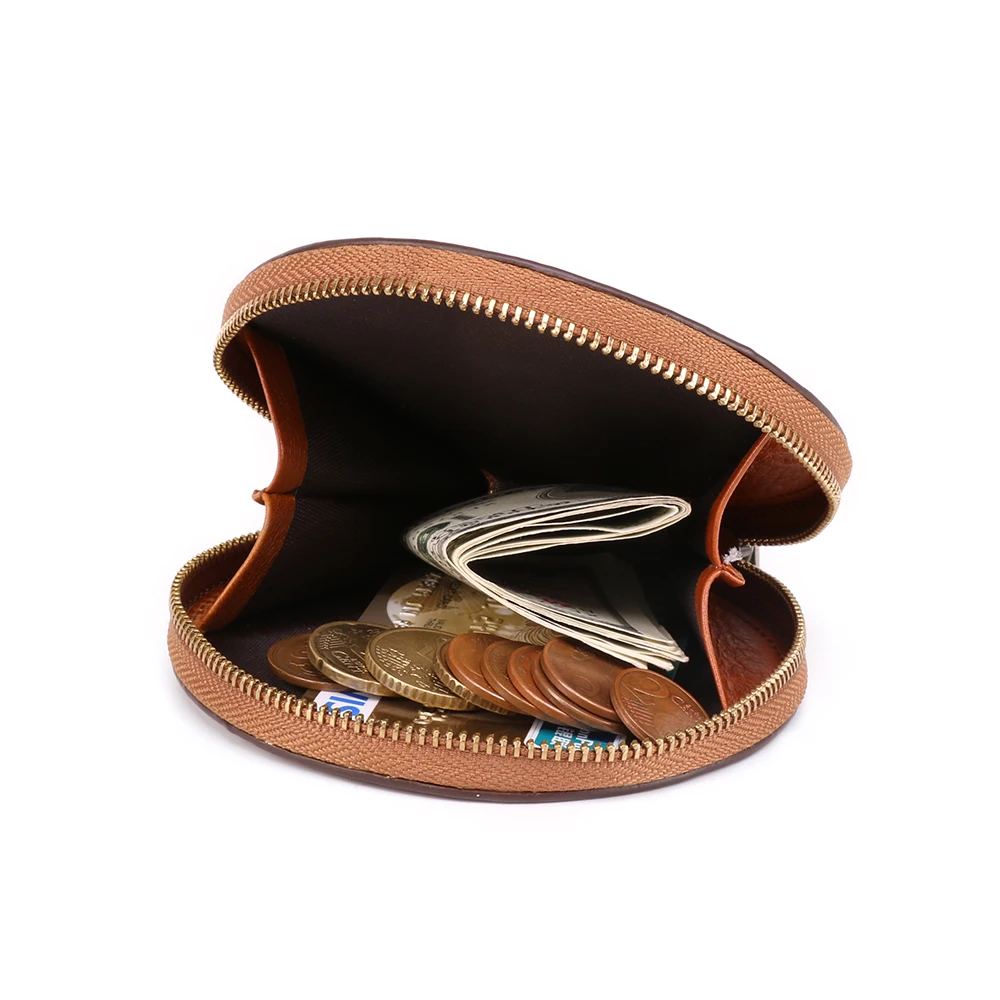 

9 colors Genuine Leather Women Men Wallets Brand Zipper Design Circle Purse Small Clutch Card Holder Coins Purses Key Wallet