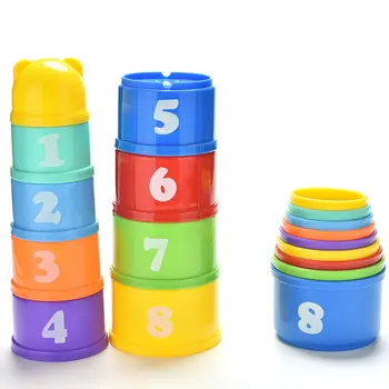 

Wholesale 1 Set Educational Kids Figures Letters Folding Cup Stacking Pagoda Baby Children Toy Early Intelligence Toys