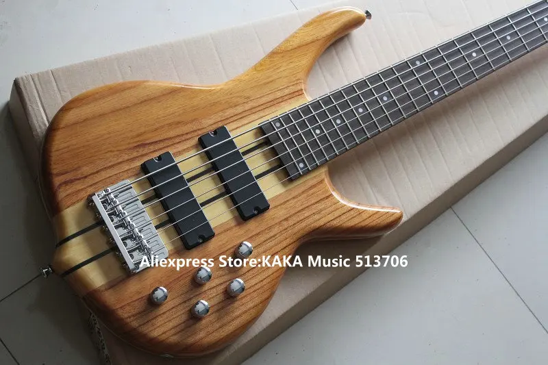 Natural 6 Strings Electric Bass Rosewood Fingerboard 24 Frets BASS Guitars Free Shipping