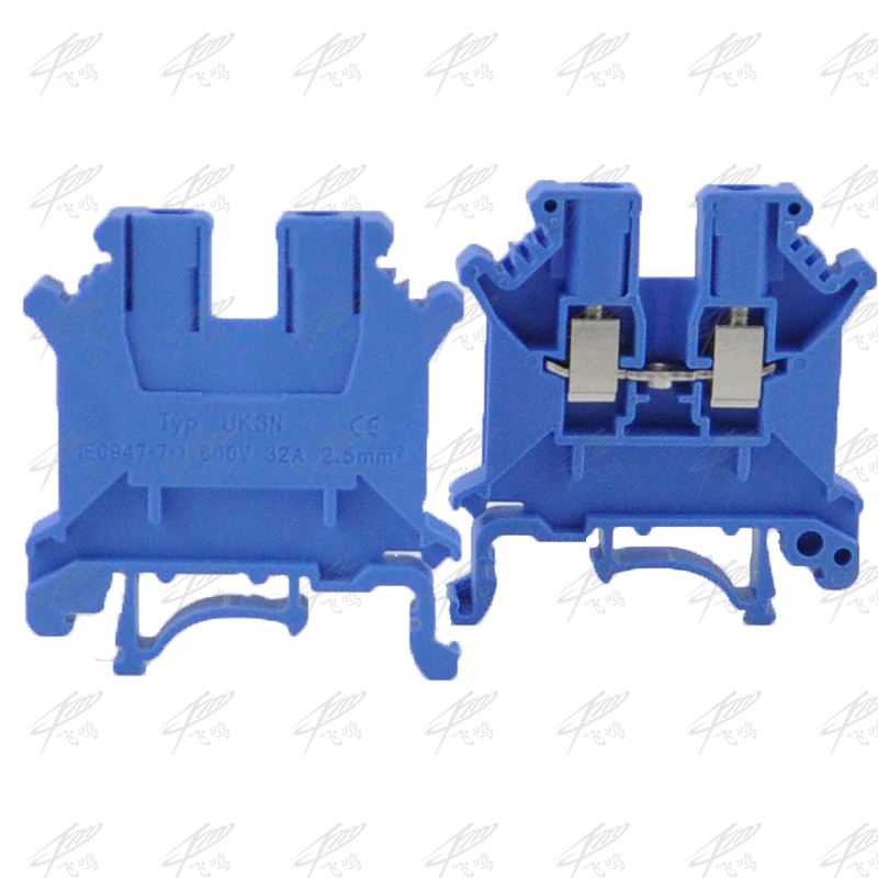 10pcs UK-3N DIN Rail Universal Terminal Blocks Screw Type UK3N blue Phoenix Type High Quality