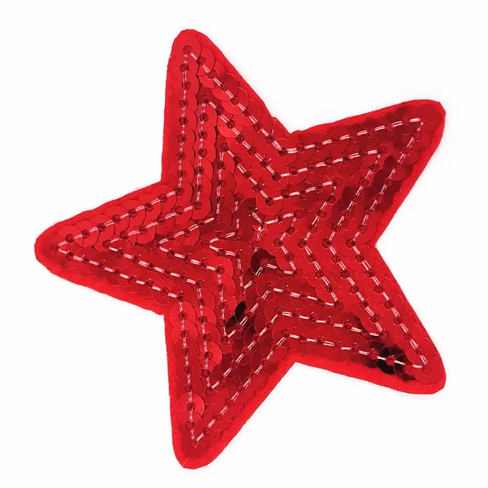 Новая упаковка, 1 шт., красная звезда, расшитая блестками, вышитая нашивка, железо, пришить на аппликационные заплатки сделай сам, одежда для ремонта, значки-наклейки, X-MAS, подарок