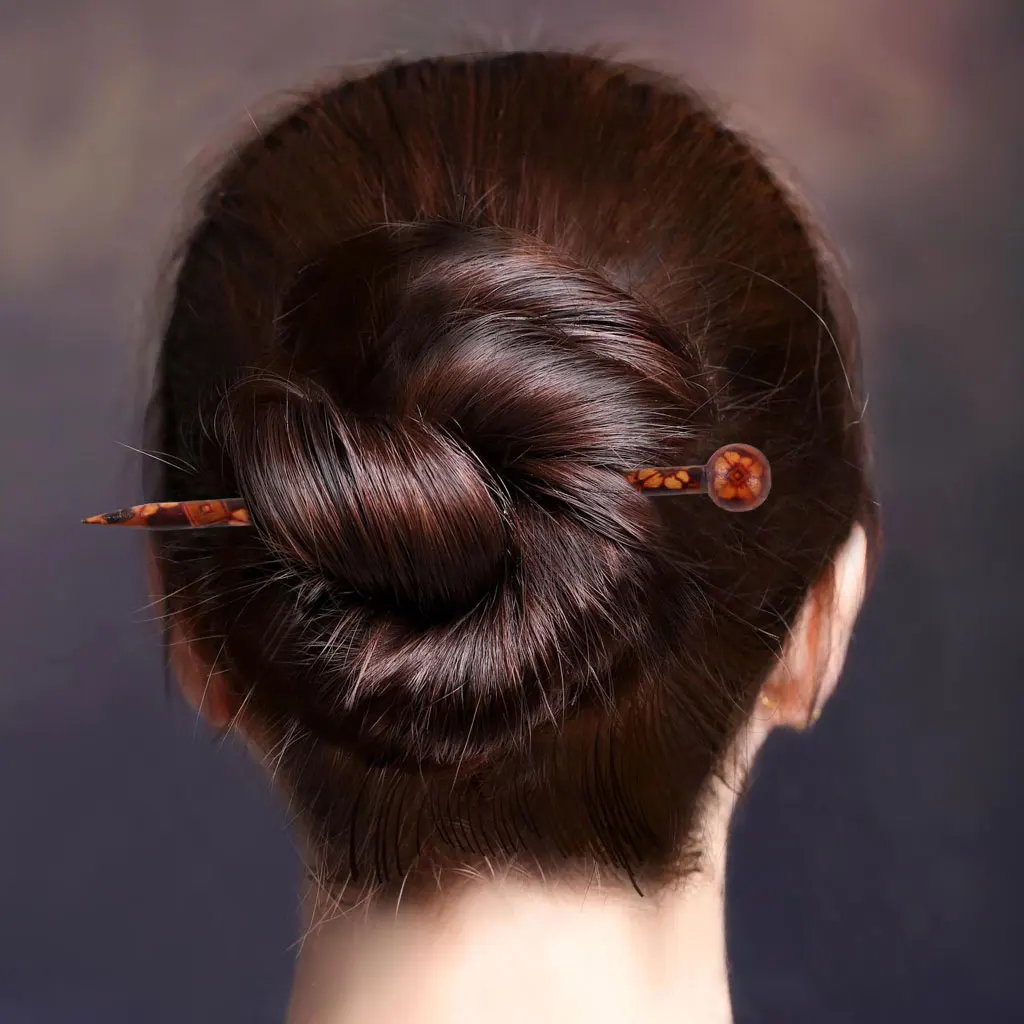 6 Pieces 5.11`` Retro Hair Sticks Printed Wood Hairpin Chopsticks Wooden Hairpin Needle Headwear Jewelry Accessorie