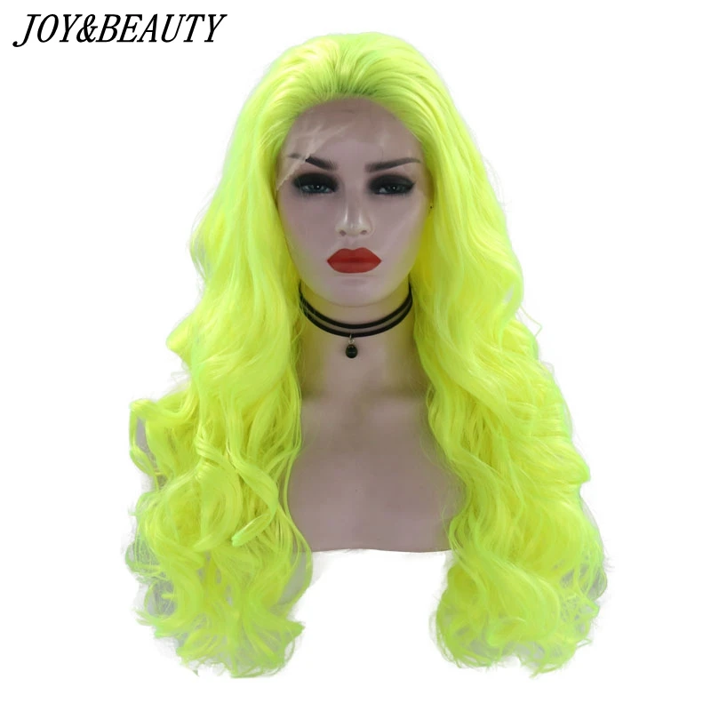 

JOY&BEAUTY Light Green Synthetic Lace Front Wig 26inch Long Wave High Temperature Cosplay Wedding Party Daily Makeup Women Wig