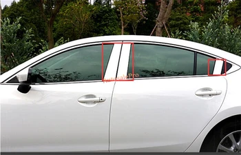 

Steel Door Window Centre Middle Pilllars Poster Cover Trim 6Pcs For Mazda 6 M6 Atenza 2013 2014 2015