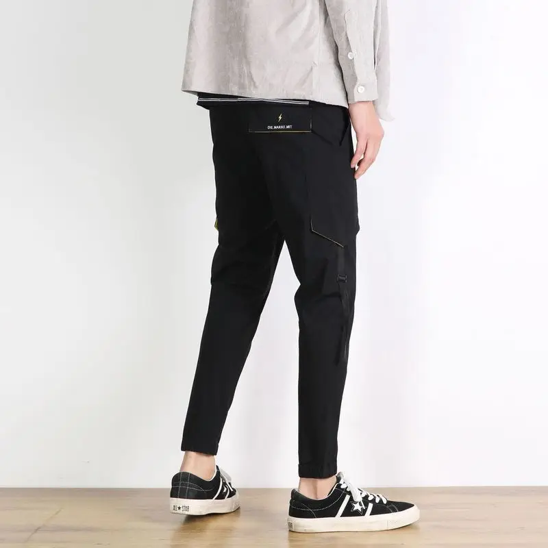 Spring and summer men's casual pants elastic beam foot overalls thin section sports nine pants men's casual tide brand pants
