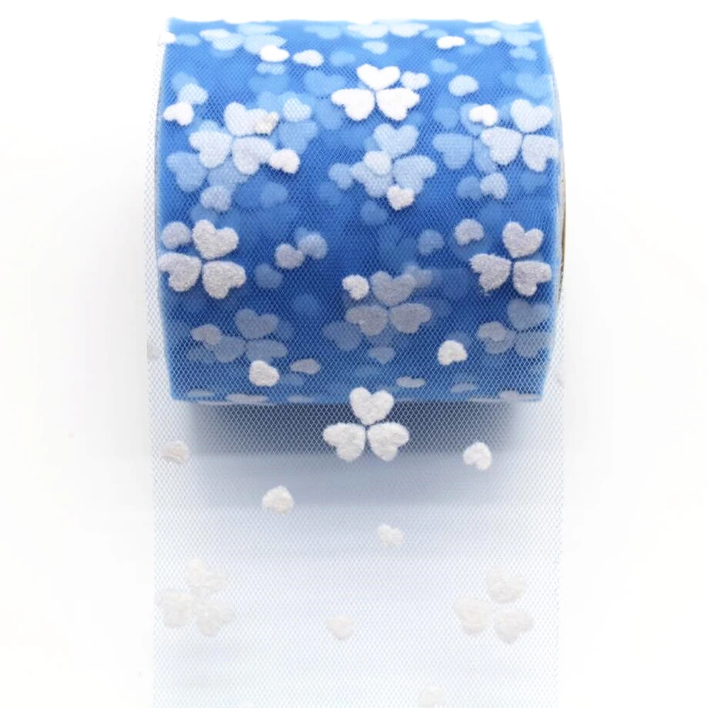 

7cm 25 yards / volume heart shape flower tulle roll ribbon DIY handmade material headwear tutu 70mm wholesale