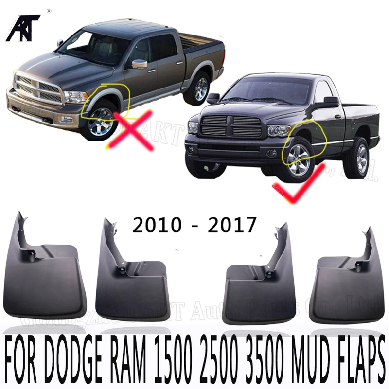 4PCS Splash Guards Mud Flaps For RAM 1500 2500 3500 Front Rear 2018 w//o Flares