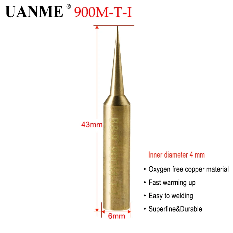 UANME 900M головка паяльника 900M-T-I 900M-T-S 900M-T-K бескислородная медь издание Подкова плоский наконечник железа - Цвет: 900M-T-I