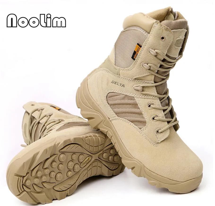 Мужские камуфляжные военные тактические ботинки для пустыни; мужские уличные армейские сапоги; Botas Militares sapatos masculino - Цвет: Hightop Sand