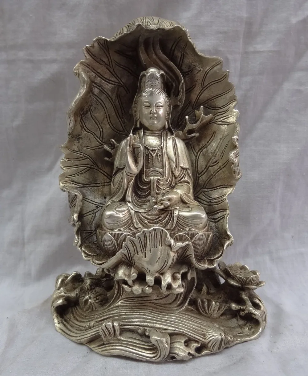 

Crafts statue copper silver lotus lotus Tibetan Buddhism guanyin bodhisattva statue