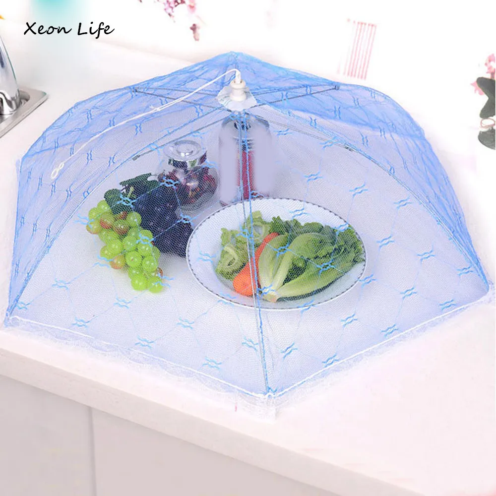 

ISHOWTIENDA 1PC 38cm Umbrella Style Hexagon Kitchen Cooking Tools Gauze Tulle Lace Table Food Covers