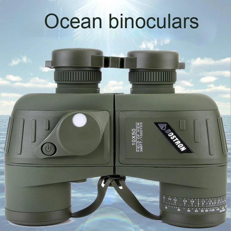 2017 Boshile Brand Super texture 10X50 ocean binoculars telescope waterproof military binoculars includ Rangefinder and compass