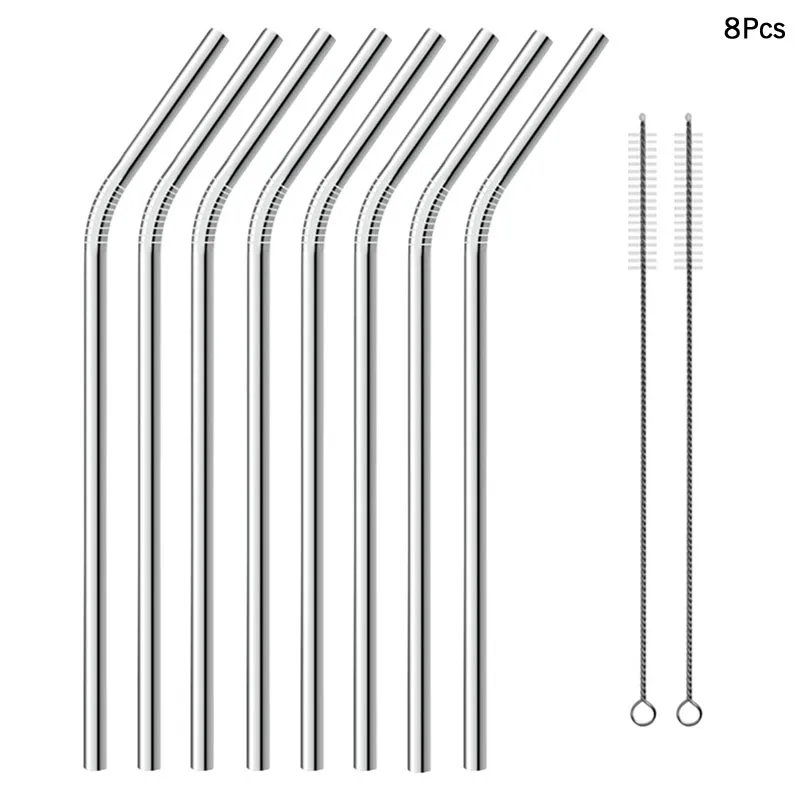 8 шт многоразовые металлические питьевые соломы экологически чистые 304 нержавеющая сталь Соломы Набор оптом с чистящей щеткой вечерние аксессуары