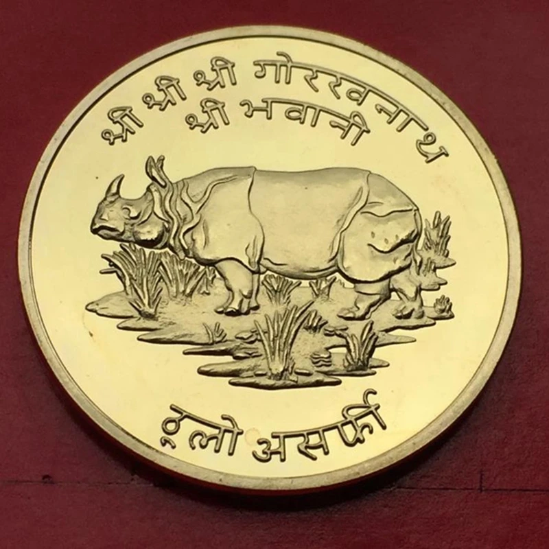 

India Rhino Gold Souvenir Coin Metal Craft Gift Coins Dia 30mm