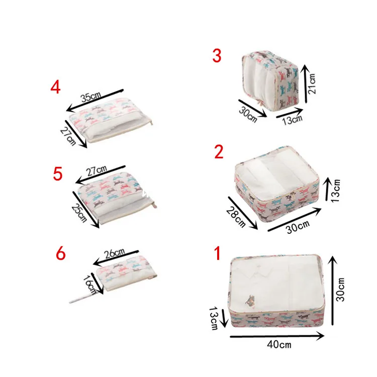 6 шт. Travel Organizer, Cube сжатия Чехлы водостойкие сетки прочный органайзер для багажа Упаковка кубики с бюстгальтер обуви Макияж сумка