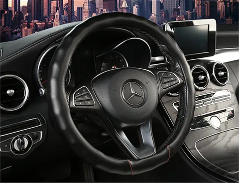 Хит продаж кожаный чехол рулевого колеса автомобиля 38 см/15 дюймов Автомобильный