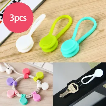 

3pcs/pack Magnetic Earphone Cord Winder Cable Holder Organizer Candy Color Multifunction Magnet Earphone Cord Cable Winder