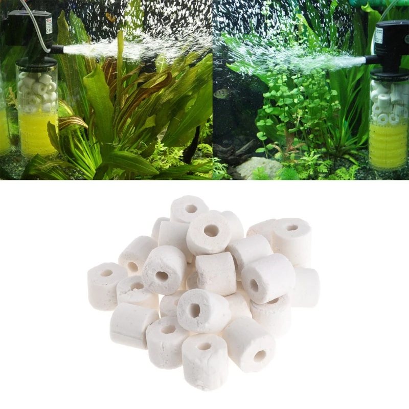 White Aquarium Ceramic Rings Media Biological Bacteria Fish Tank Pond