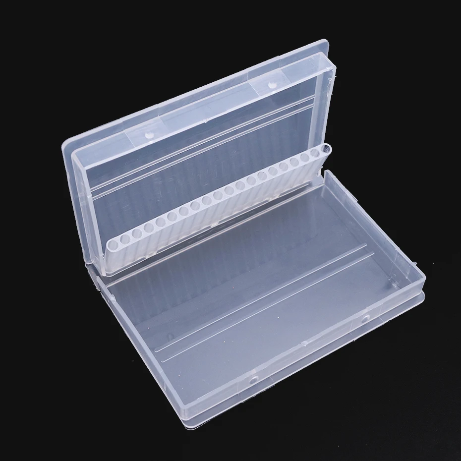 20 слотов коробка для хранения сверл для ногтей пустой дисплей держатель Контейнер Прозрачный прямоугольник аксессуары для маникюра инструмент файл LEB03