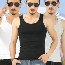Хлопок Мужские майки новые мужские Базовые тонкие фитнес эластичные майки подростковые Мальчики студенческий черный серый белый жилет