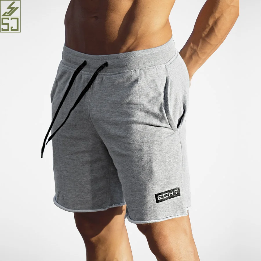 SJ бренд высокого качества удобные мужские хлопчатобумажные шорты Бодибилдинг Фитнес Тренировочные для бегунов дышащие шорты