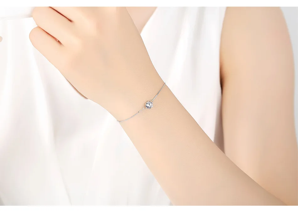 

silver single crystal zircon bracelet simple jewelry for woman LW01