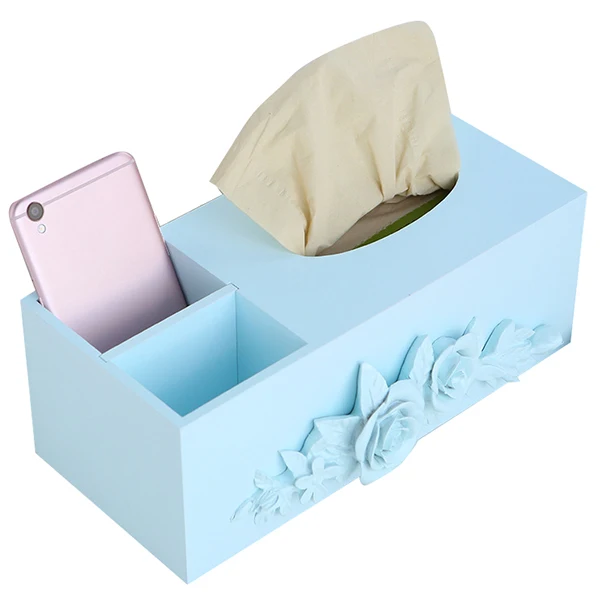 MIZHI 1 Wooden creative flower pattern paper towel drawer box coffee