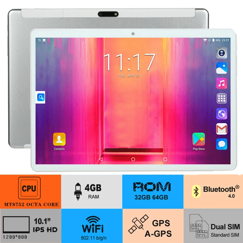 

2.5D Tempered Glass 10 Inch Octa Core Tablet MediaPad 3G 4G FDD LTE 4GB RAM 64GB ROM 4G FDD LTE 1280X800 IPS WIFI GPS Tablets 10
