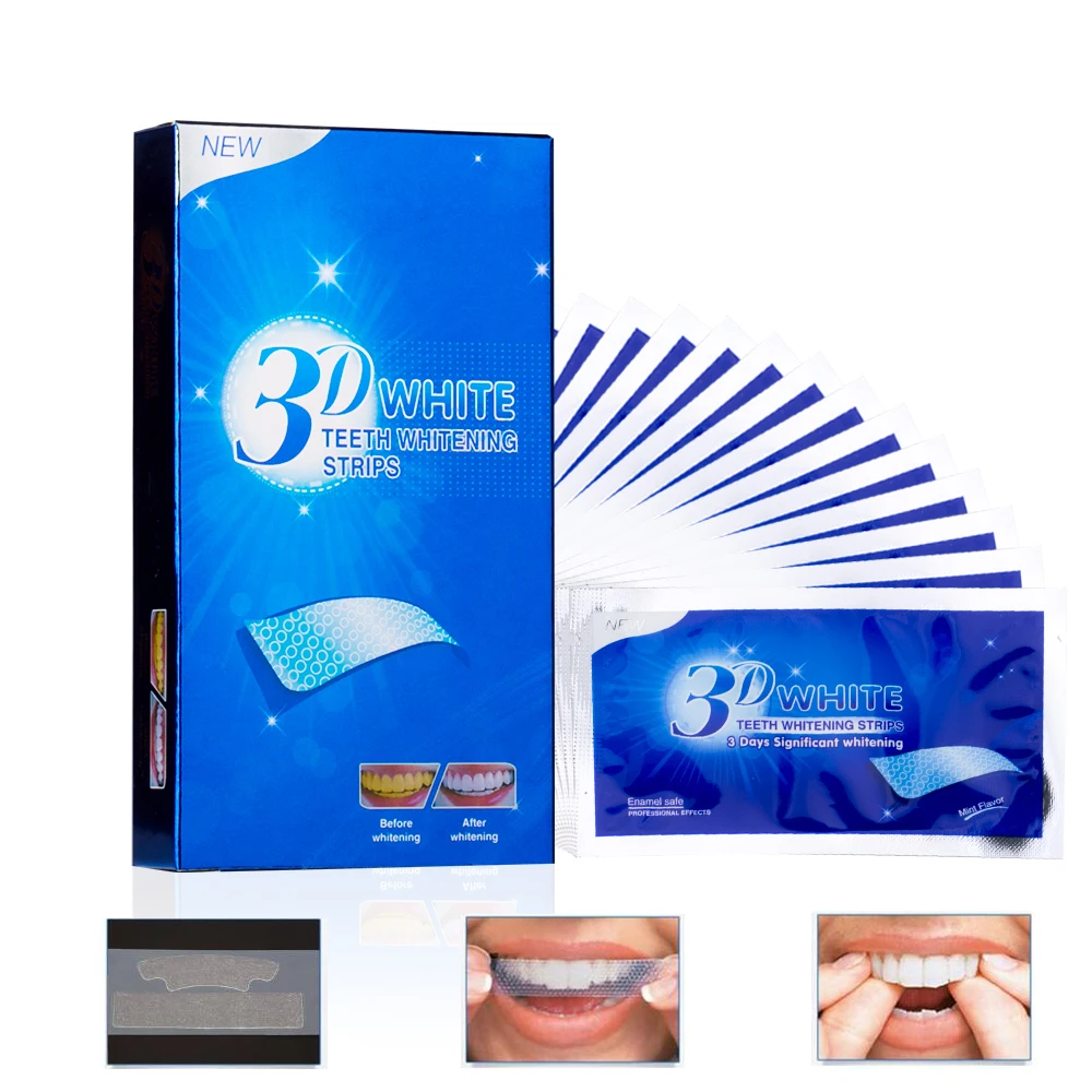 28Pcs/14Pair 3D Advanced Teeth Whitening Strips Stain Removal for Oral Hygiene Clean Double